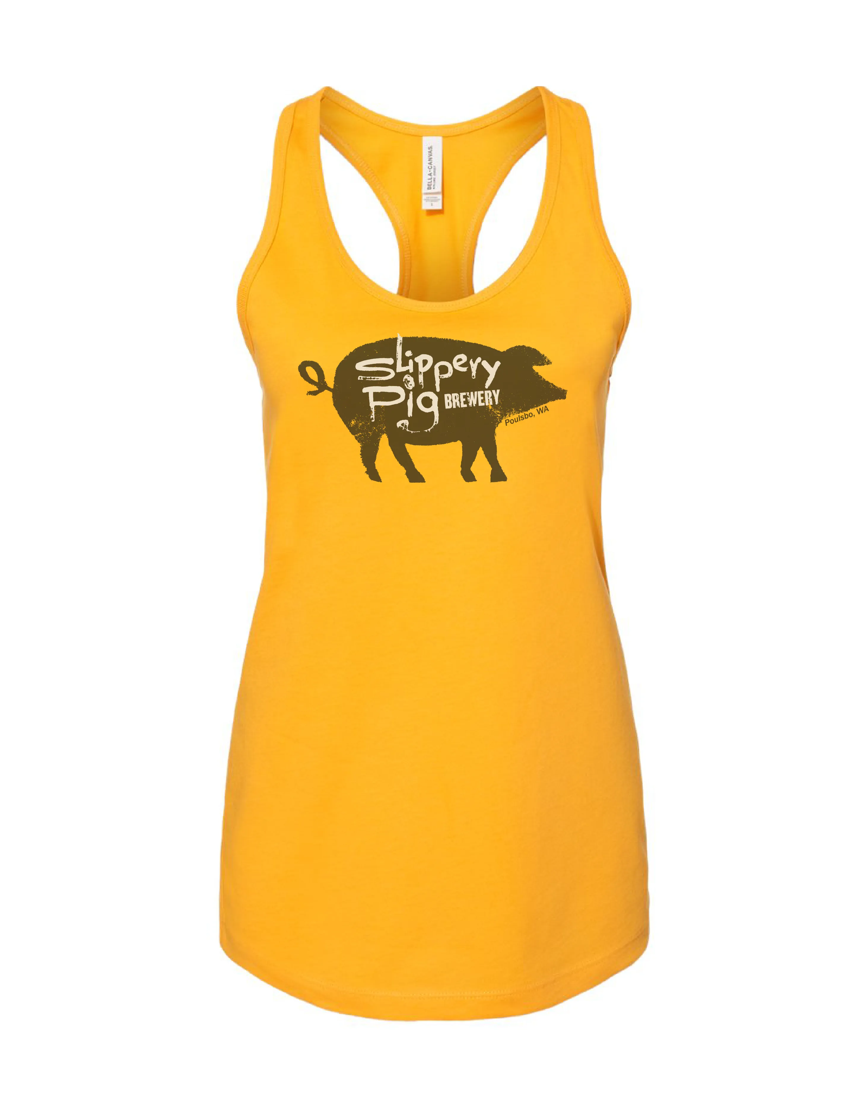 Slippery Pig · Golden Yellow Racerback Tank