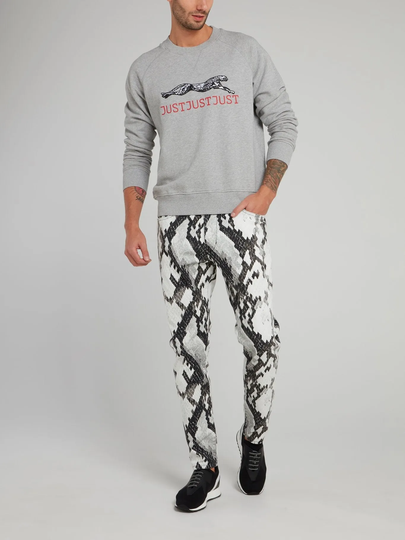Snake Effect Slim Fit Trousers