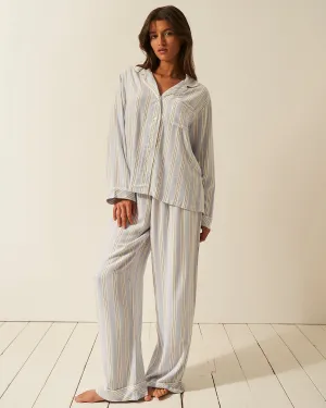 Soft Brushed Woven Pyjama Bottoms - Barneby Gates Blue