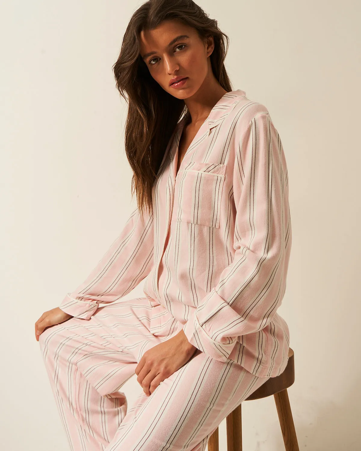 Soft Brushed Woven Pyjama Bottoms - Barneby Gates Pink