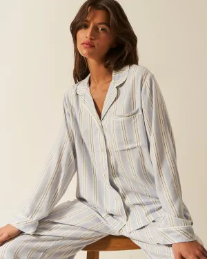 Soft Brushed Woven Pyjama Top - Barneby Gates Blue