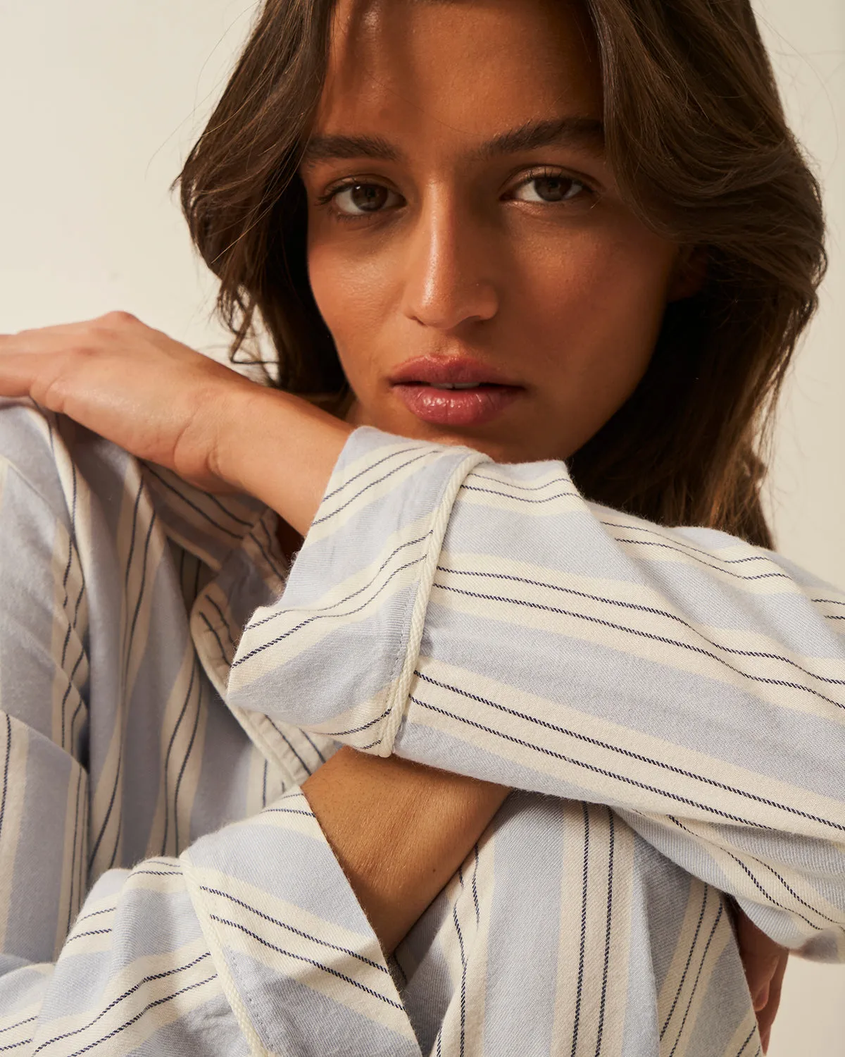 Soft Brushed Woven Pyjama Top - Barneby Gates Blue