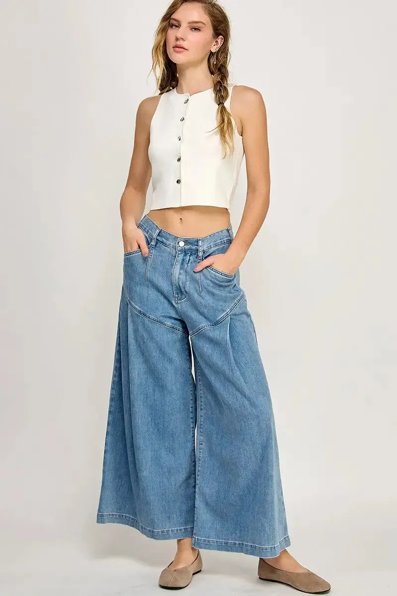 SOFT TRENDY MID RISE FLARE JEANS