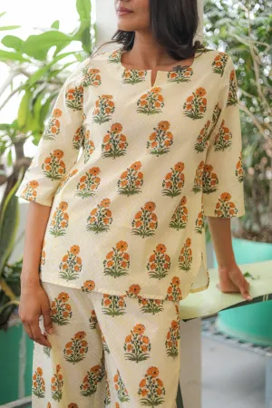 Sootisyahi 'Sunny Meadows' Handblock Printed Pure Cotton Night Suit