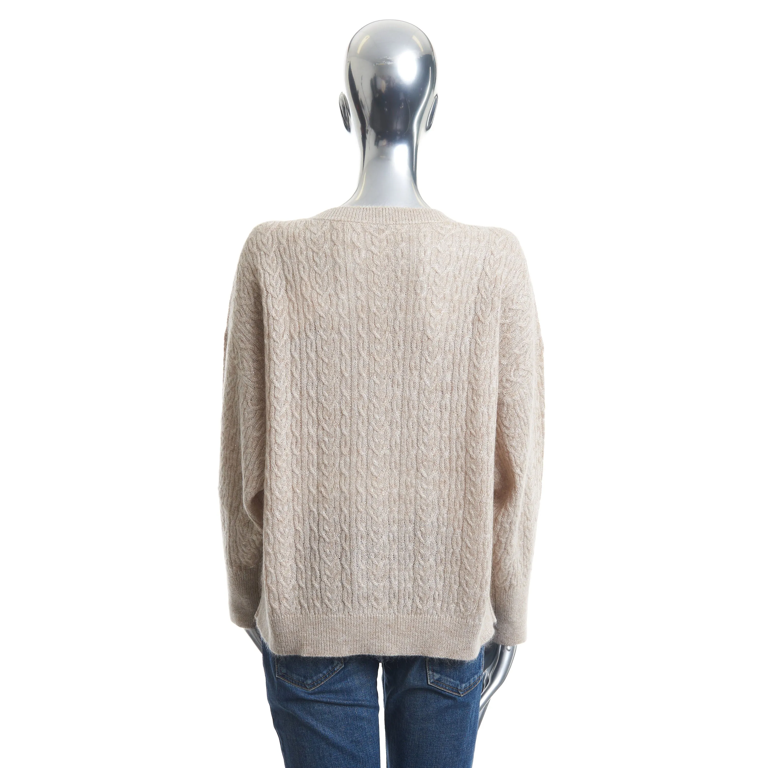 Sparkling Beige Sweater - Off Shoulder Fit, Mohair & Wool