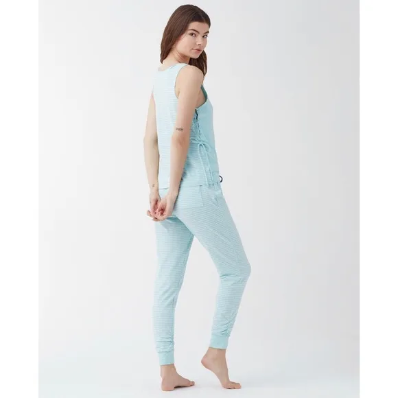 Splendid | Sleep Tank &amp; Flare Pant - Aqua Striped‎