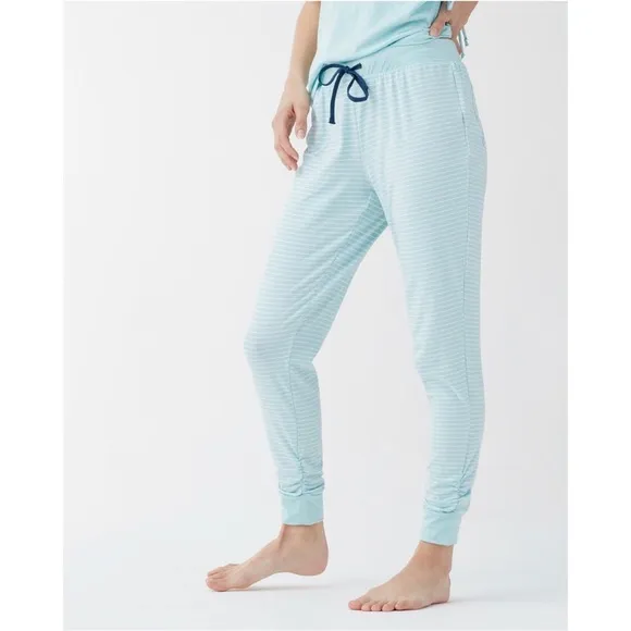 Splendid | Sleep Tank &amp; Flare Pant - Aqua Striped‎