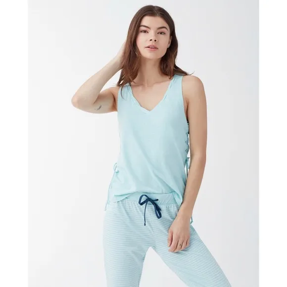 Splendid | Sleep Tank &amp; Flare Pant - Aqua Striped‎