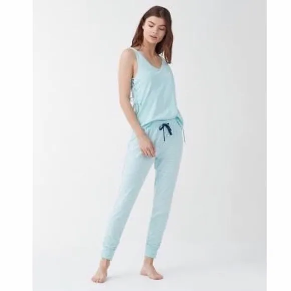 Splendid | Sleep Tank &amp; Flare Pant - Aqua Striped‎