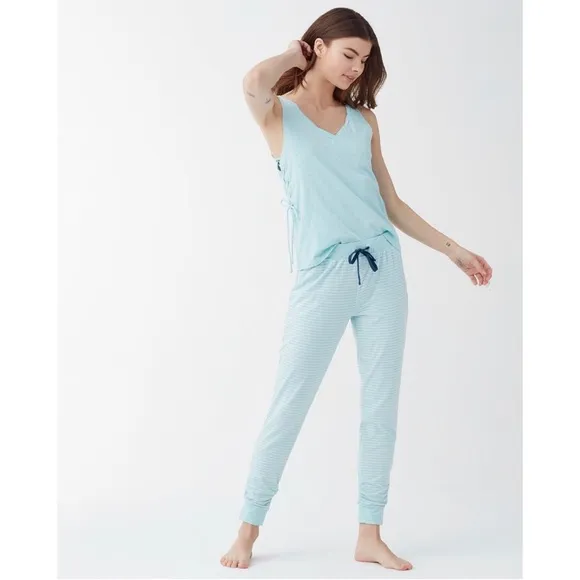 Splendid | Sleep Tank &amp; Flare Pant - Aqua Striped‎