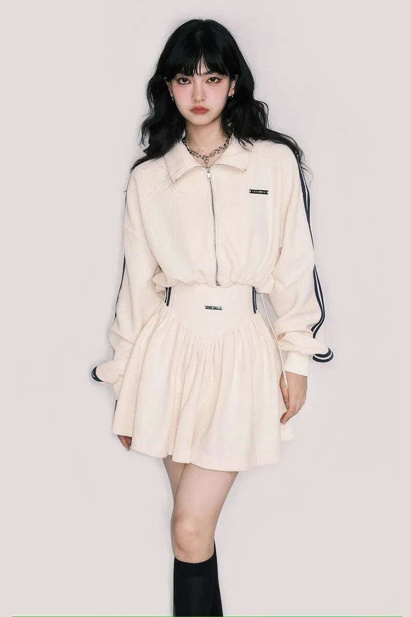 Sporty Waffle Sweatshirt / Skirt