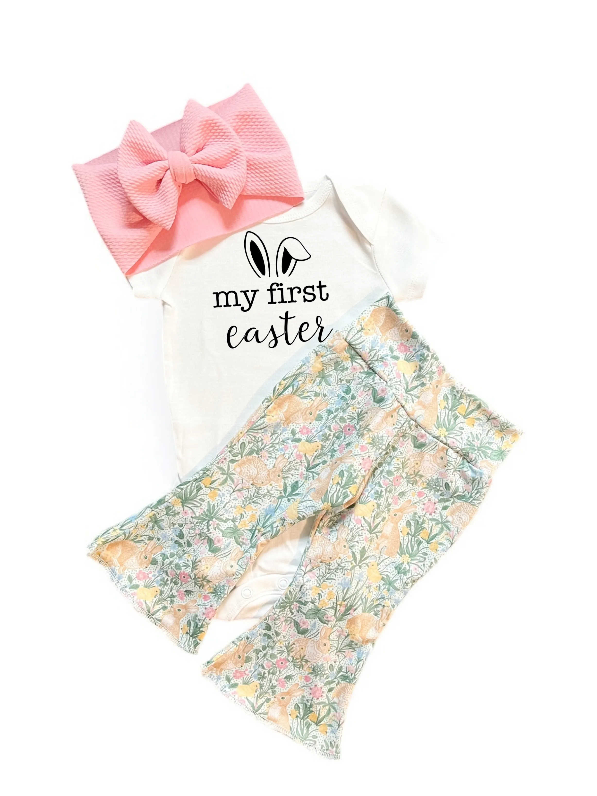 Spring Bunny Blooms Easter Baby Bell Bottoms
