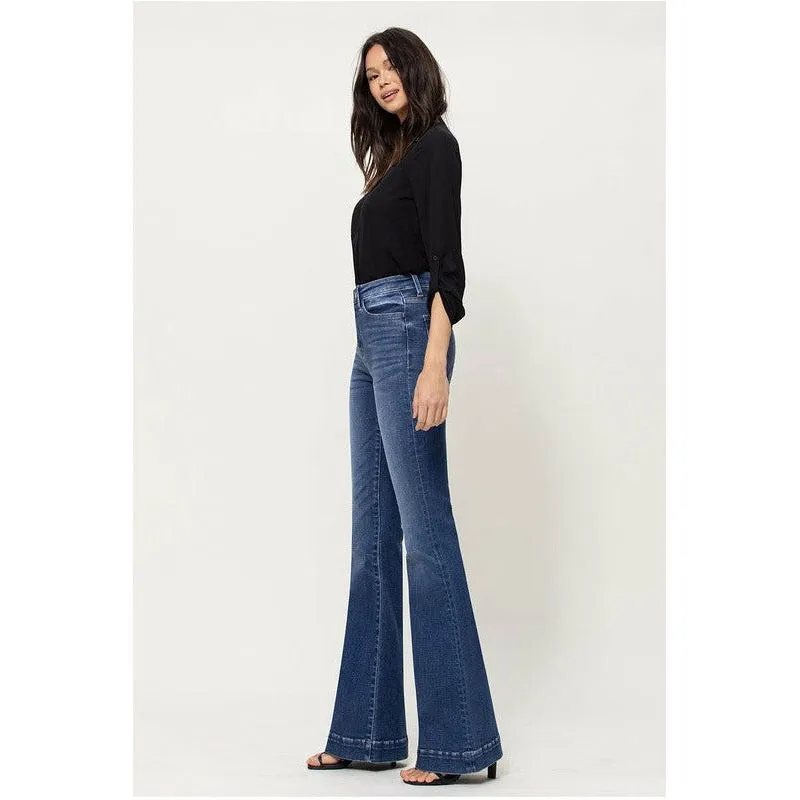 STRETCH HIGH RISE SUPER FLARE W TROUSER HEM