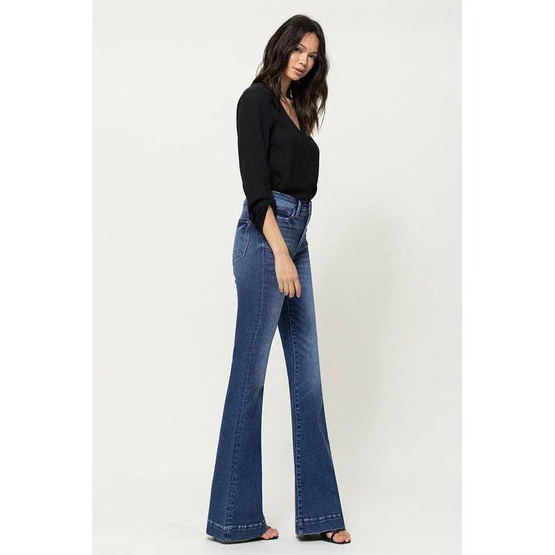 STRETCH HIGH RISE SUPER FLARE W TROUSER HEM