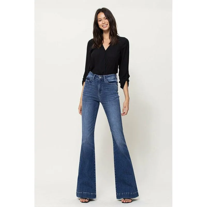 STRETCH HIGH RISE SUPER FLARE W TROUSER HEM