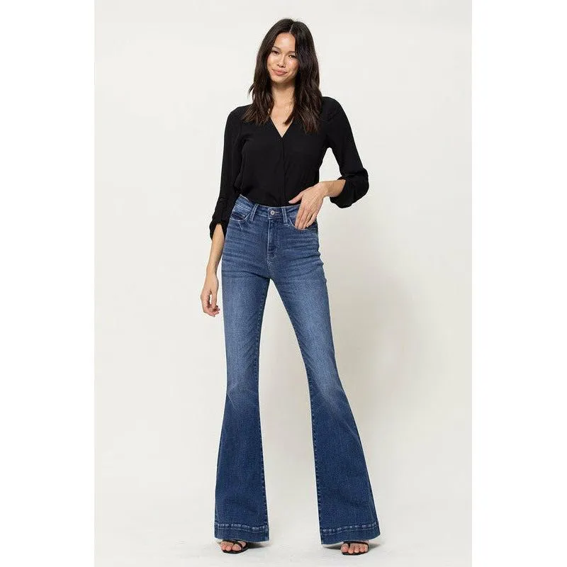 STRETCH HIGH RISE SUPER FLARE W TROUSER HEM