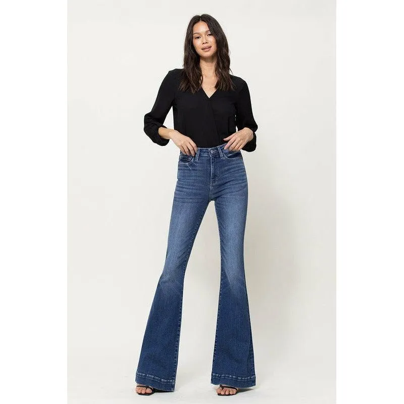 STRETCH HIGH RISE SUPER FLARE W TROUSER HEM