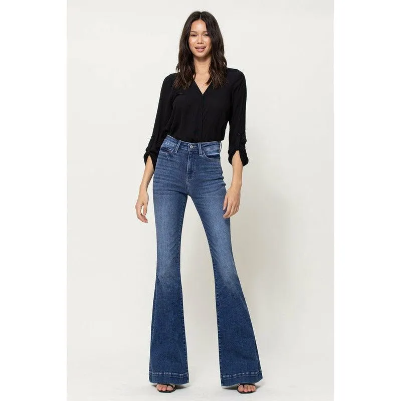 STRETCH HIGH RISE SUPER FLARE W TROUSER HEM