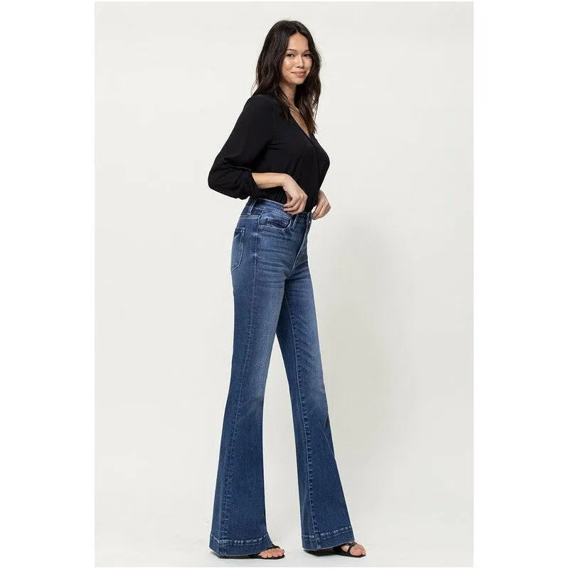 STRETCH HIGH RISE SUPER FLARE W TROUSER HEM