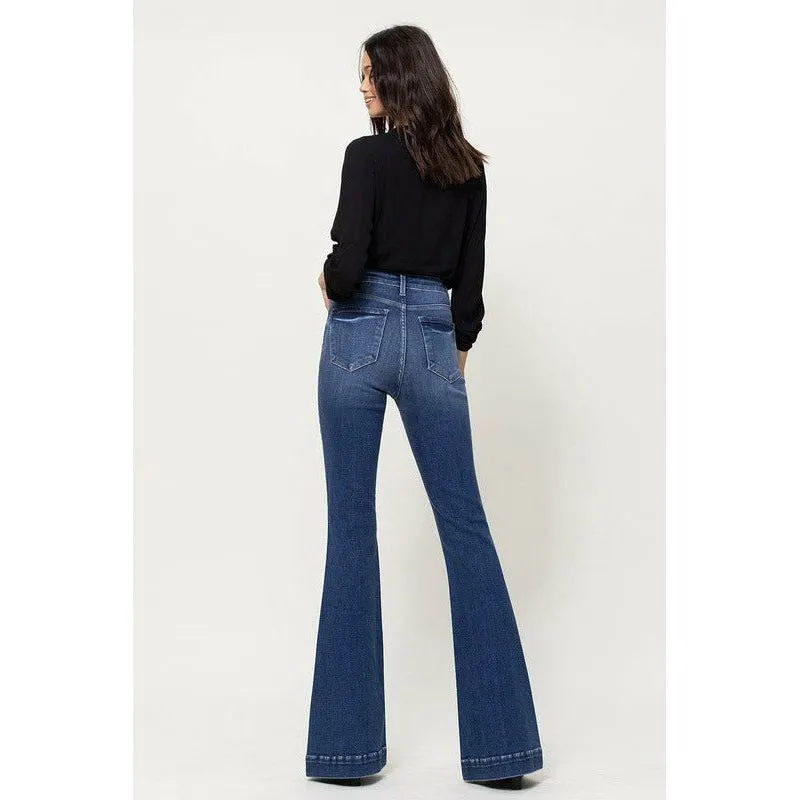 STRETCH HIGH RISE SUPER FLARE W TROUSER HEM