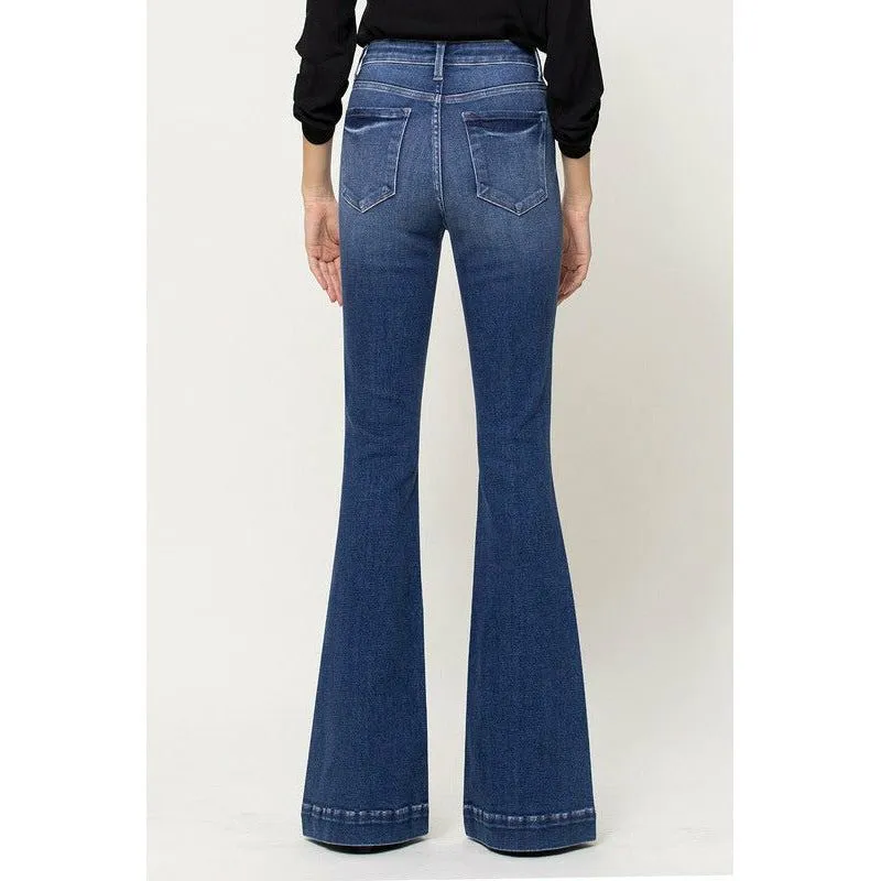 STRETCH HIGH RISE SUPER FLARE W TROUSER HEM