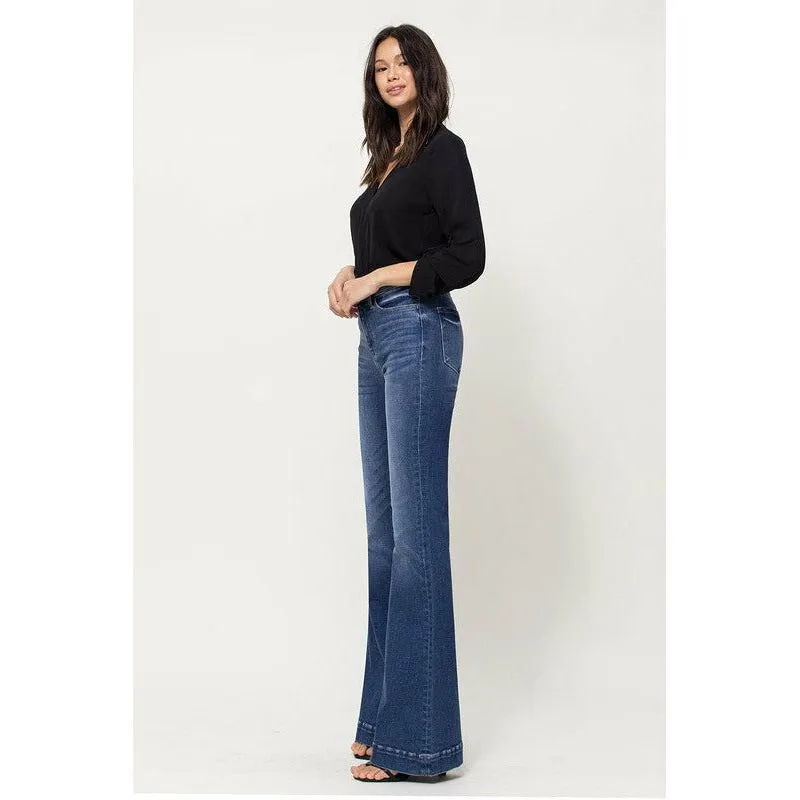 STRETCH HIGH RISE SUPER FLARE W TROUSER HEM