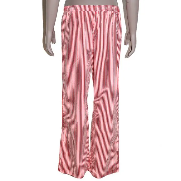 Striped Cotton Pajama Pants Lightweight Lounge Wear Relaxed Sleepwear Nightwear