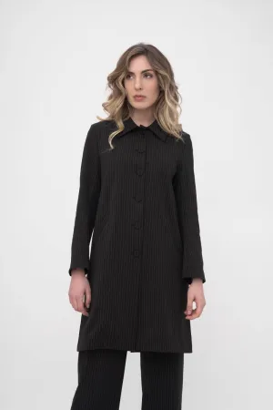 Striped Long Buttoned Dust Coat