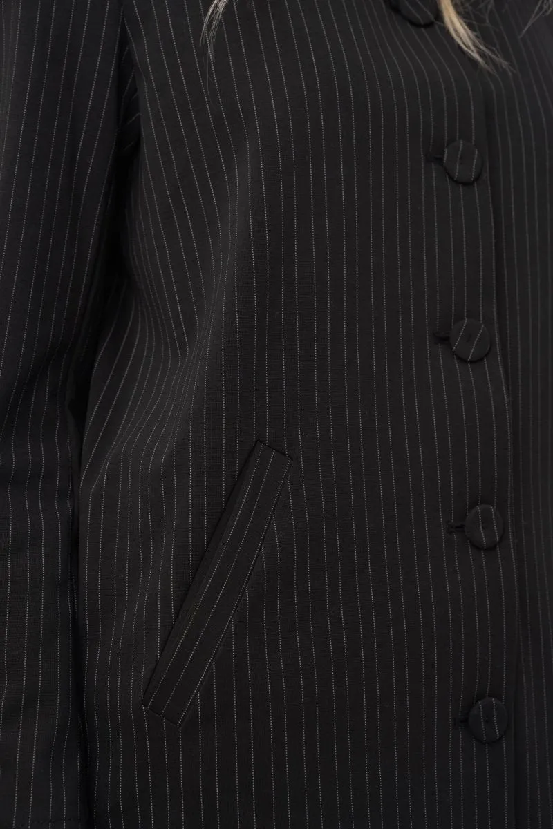 Striped Long Buttoned Dust Coat