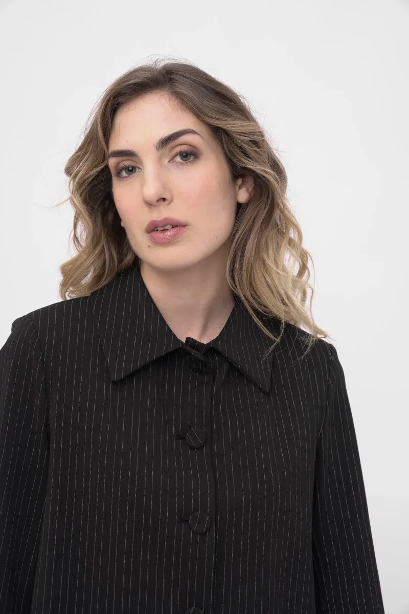 Striped Long Buttoned Dust Coat