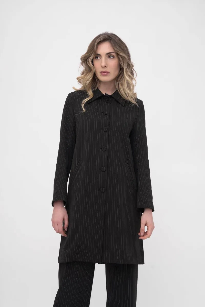 Striped Long Buttoned Dust Coat