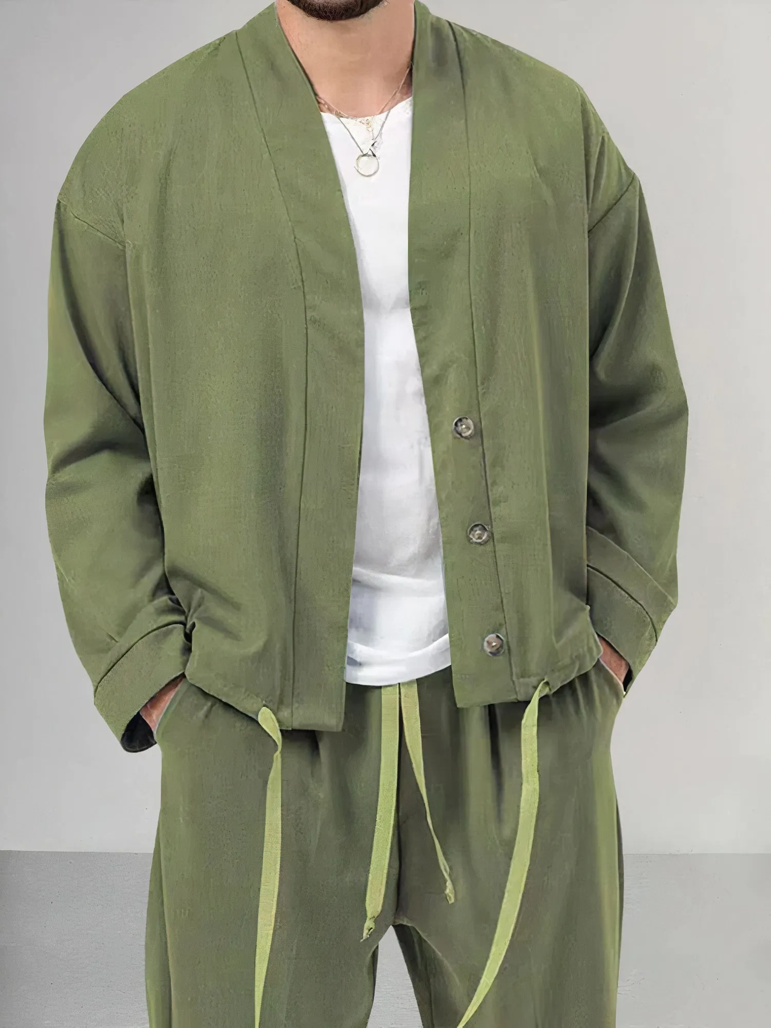 Stylish Men's Waffle Knit Two-Piece Set for Spring