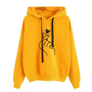 Stylish women's stylish hoodies with printed phrase meaning love.