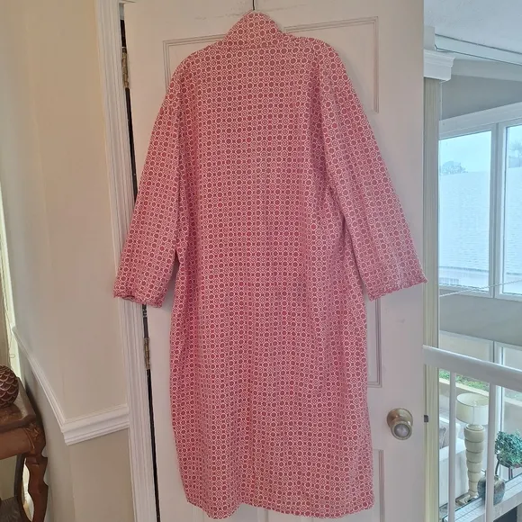 Sundance Cotton Flannel Robe Duster Ruffle Trim Housecoat Soft Loungewear XL