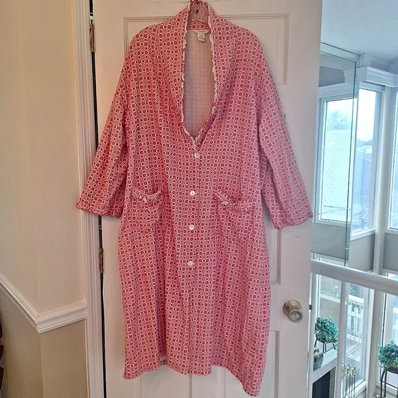 Sundance Cotton Flannel Robe Duster Ruffle Trim Housecoat Soft Loungewear XL