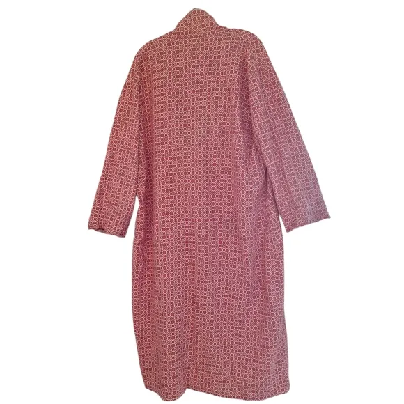 Sundance Cotton Flannel Robe Duster Ruffle Trim Housecoat Soft Loungewear XL