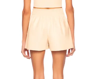 Susana Monaco Faux Leather Pleated	Short - Blanched Almond