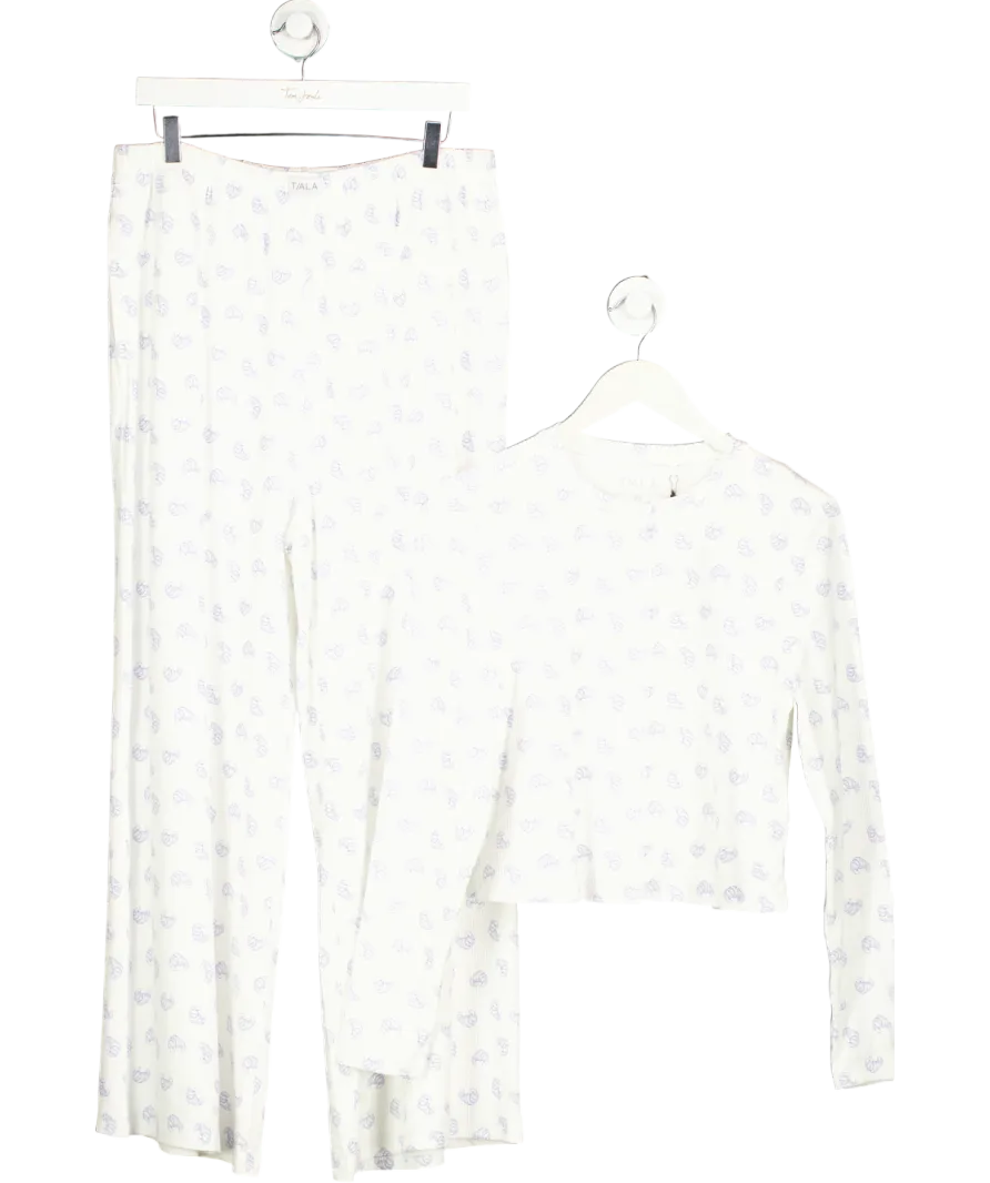 TALA White Croissant Print Pyjama Cardigan And Trousers UK XL