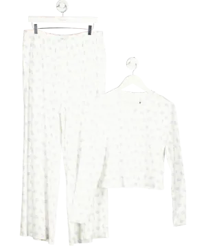 TALA White Croissant Print Pyjama Cardigan And Trousers UK XL