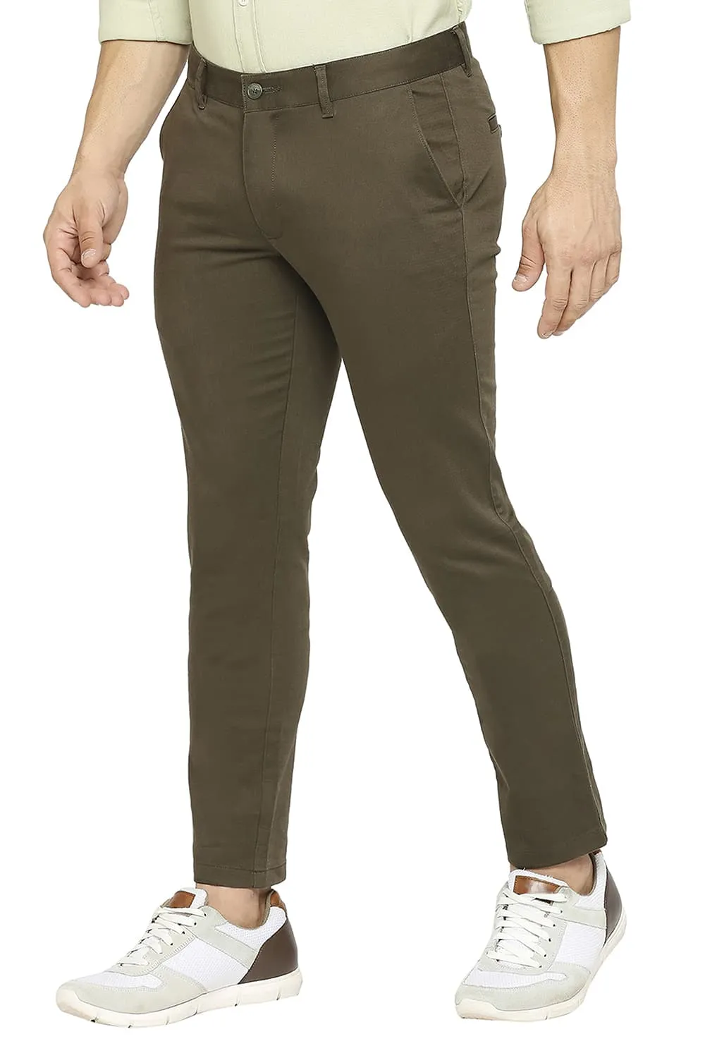 Tapered Fit Cotton Stretch Dobby Trousers