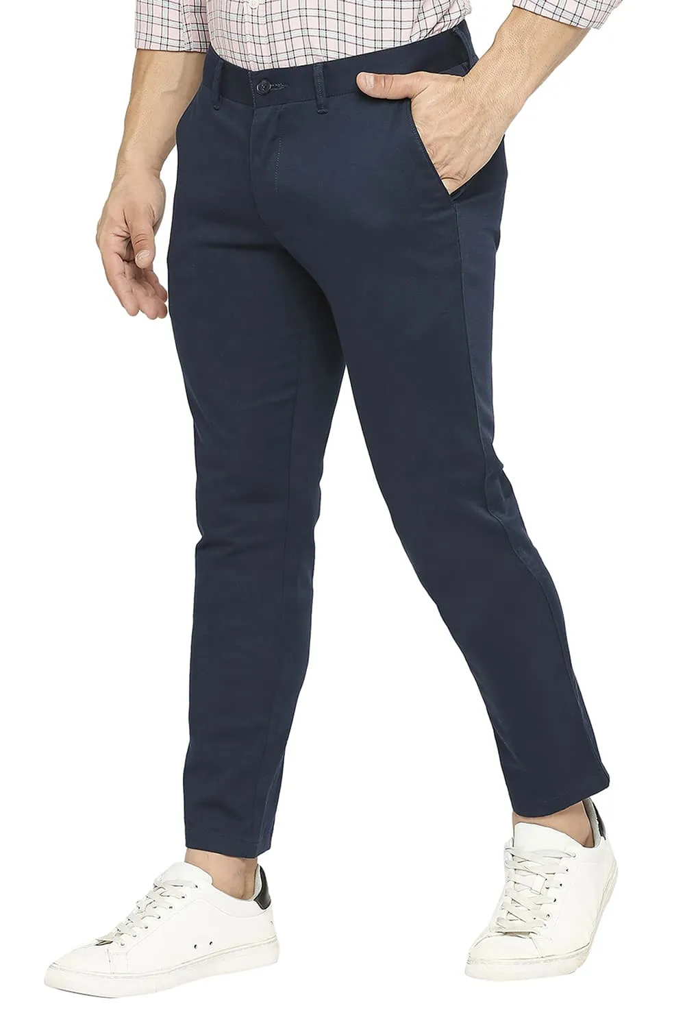 Tapered Fit Cotton Stretch Dobby Trousers