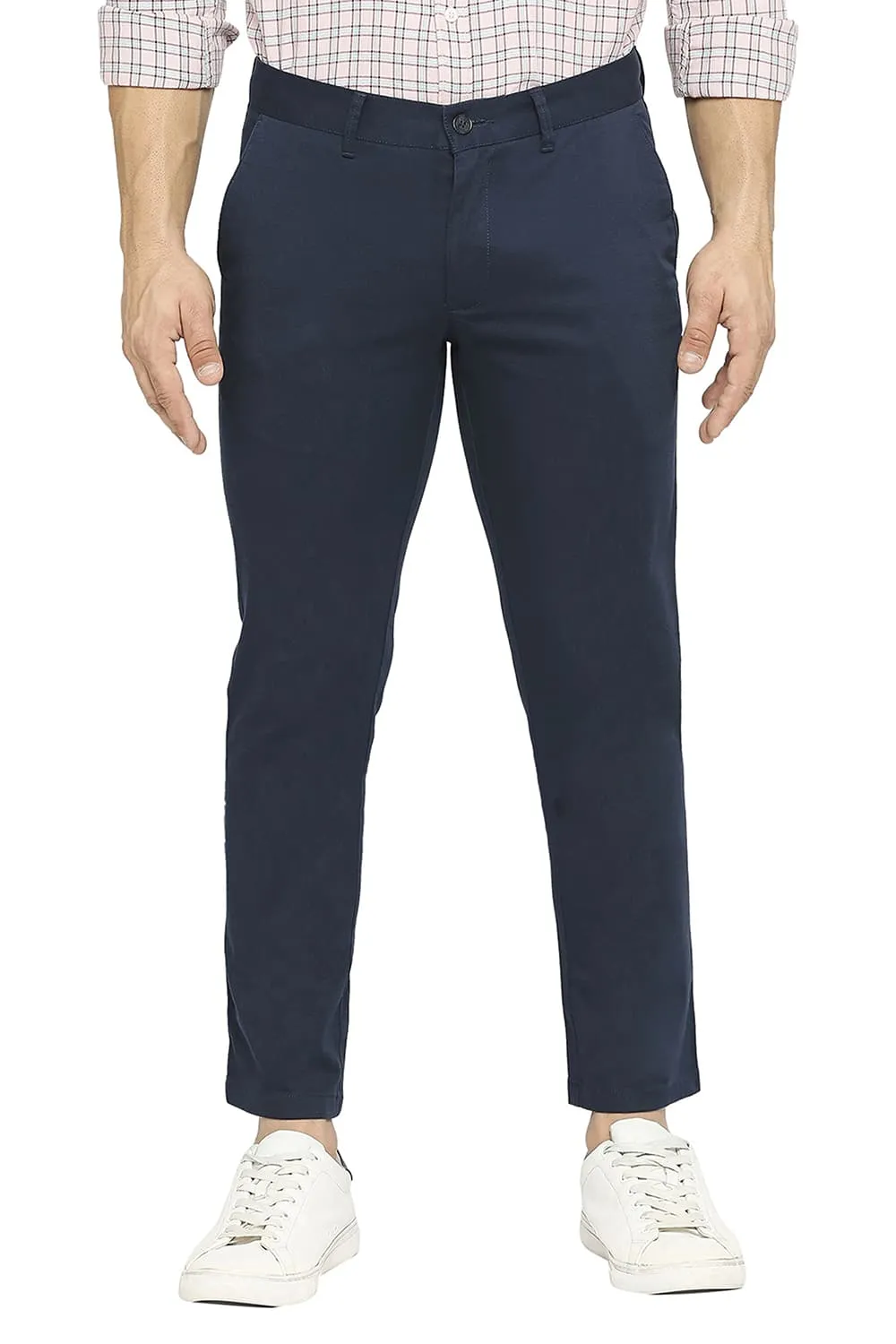 Tapered Fit Cotton Stretch Dobby Trousers