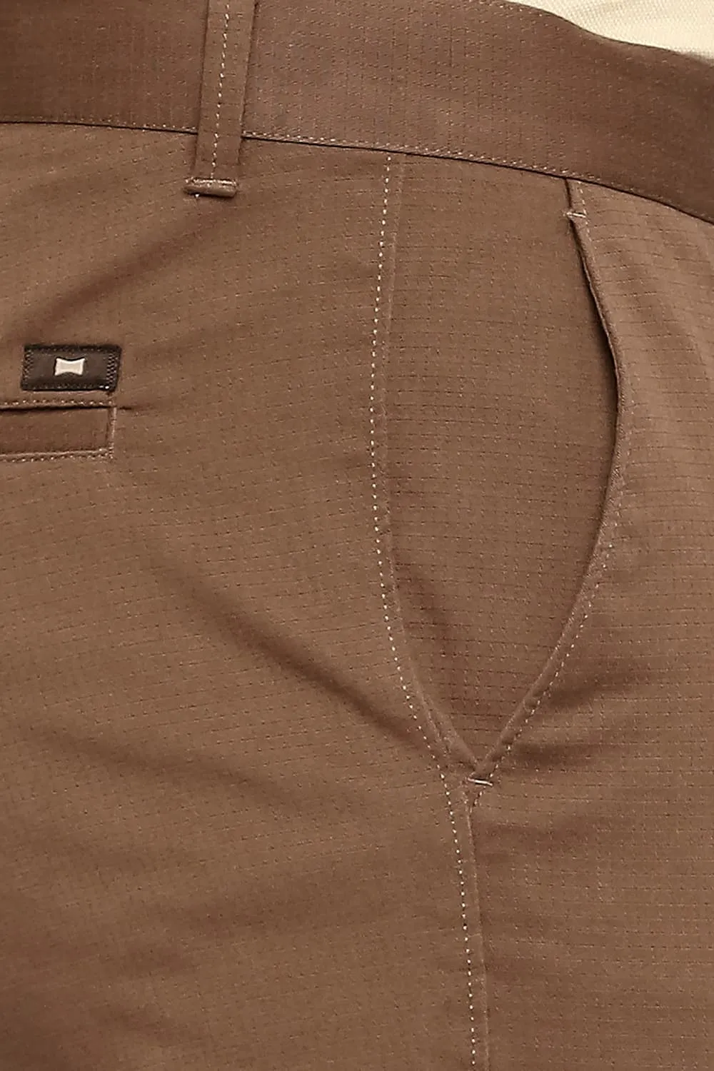 Tapered Fit Cotton Stretch Dobby Trousers