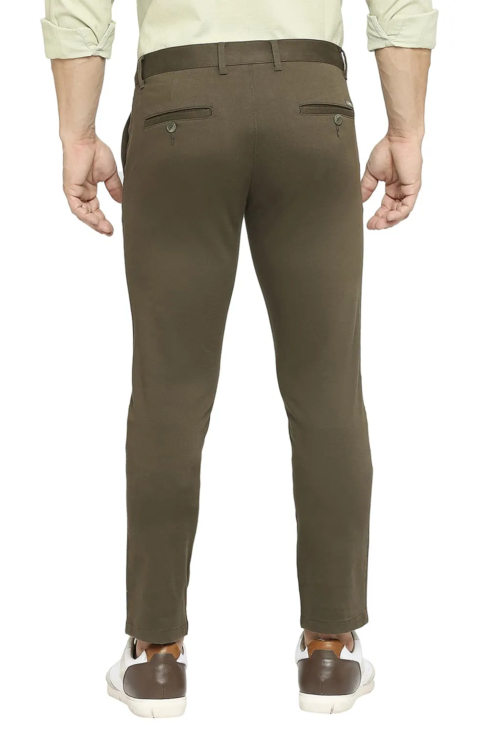 Tapered Fit Cotton Stretch Dobby Trousers