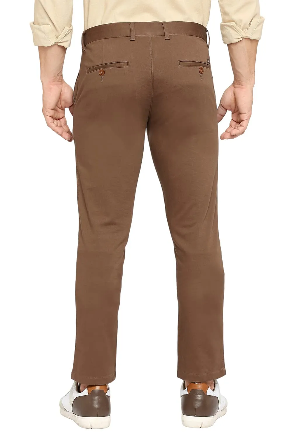 Tapered Fit Cotton Stretch Dobby Trousers