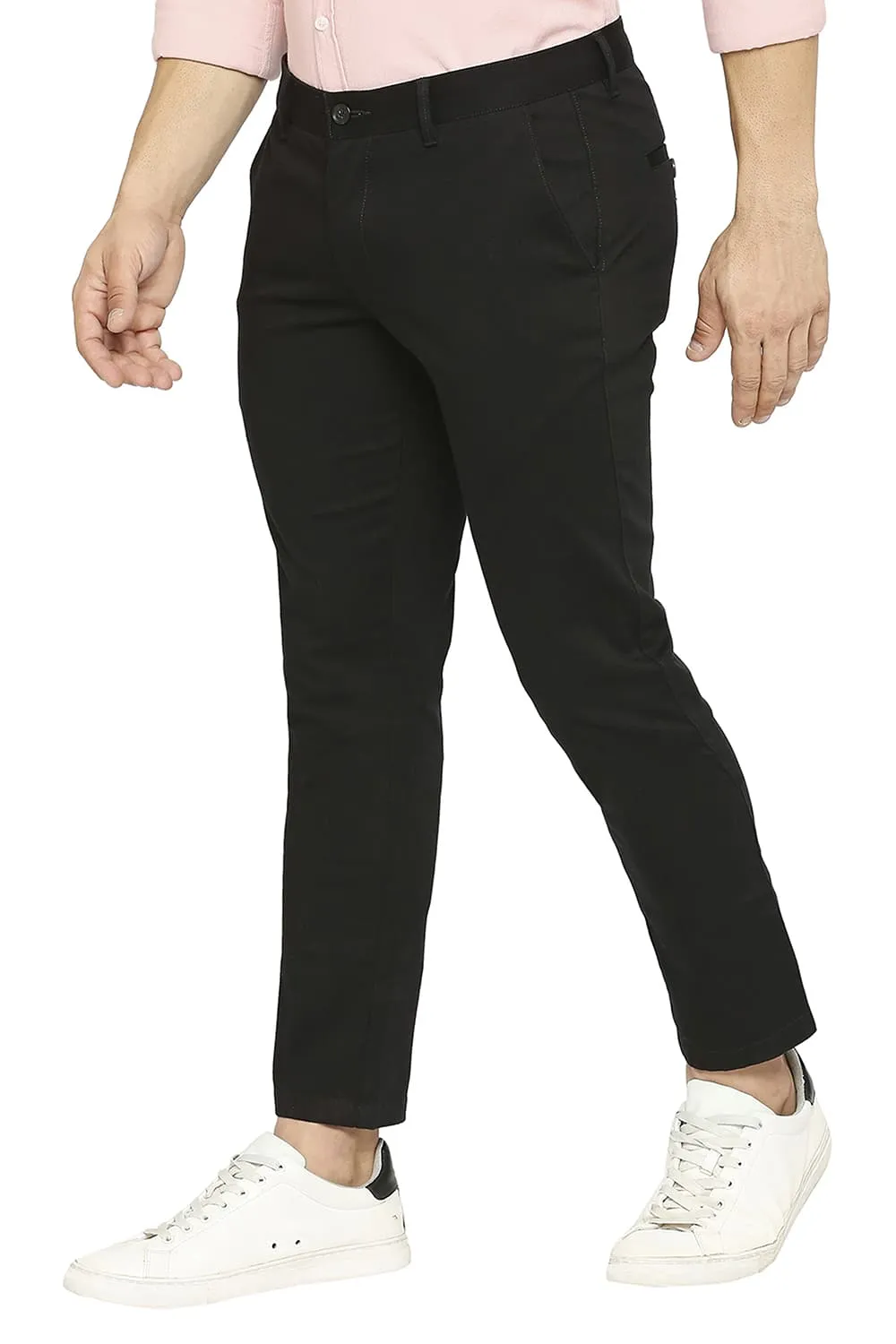 Tapered Fit Cotton Stretch Dobby Trousers