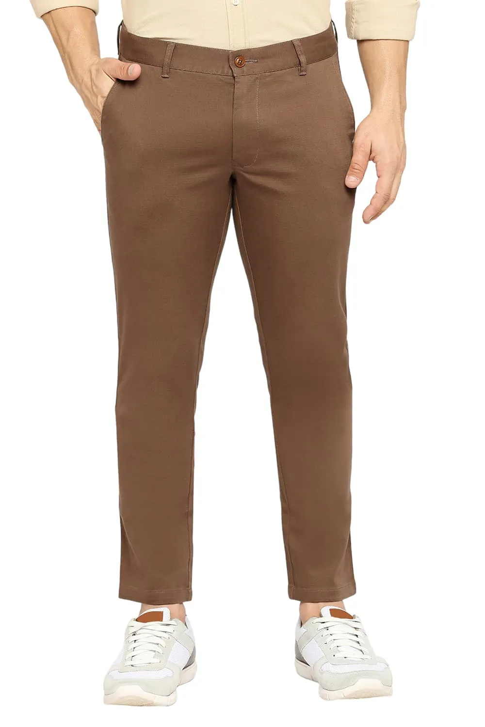 Tapered Fit Cotton Stretch Dobby Trousers