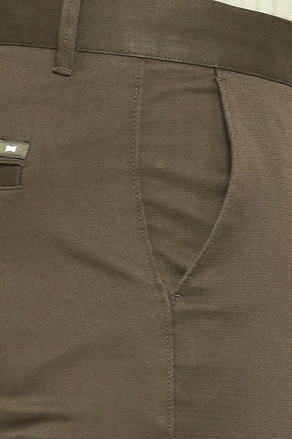 Tapered Fit Cotton Stretch Dobby Trousers