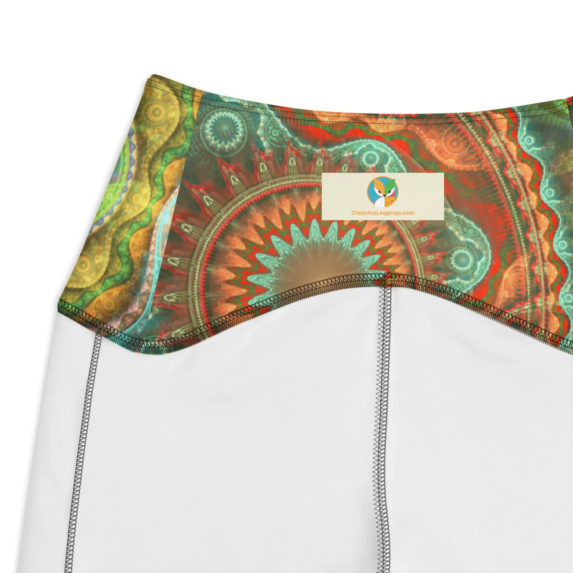 Teal Mandala Crossover leggings with pockets