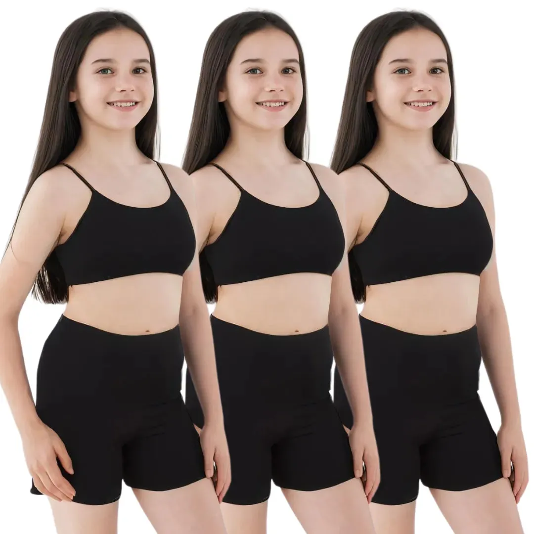 Teen Shorties | Thigh Length | High Waist | Full Coverage | Chafe Free | 3 Pack